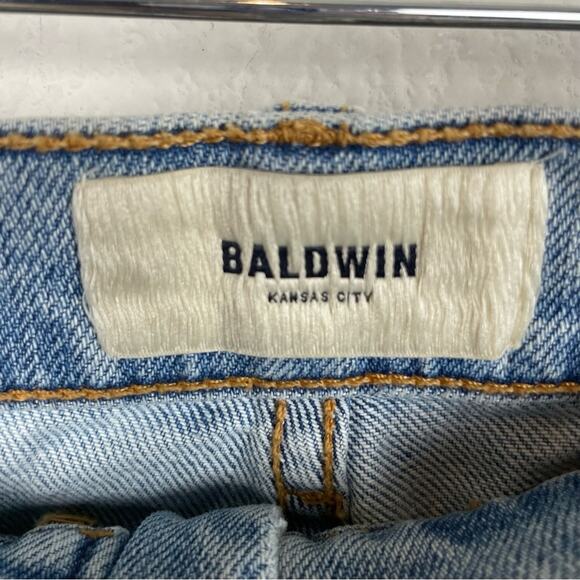 Baldwin Blue Denim Floral Harper Exposed Zipper Raw Hem Jeans NWT 30 - Picture 3 of 9